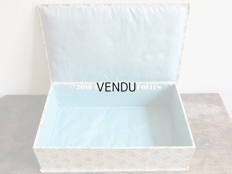 画像5: 1900年代 アンティーク ブルーの薔薇模様　大きなカルトナージュボックス 37×22.9×10.3cm