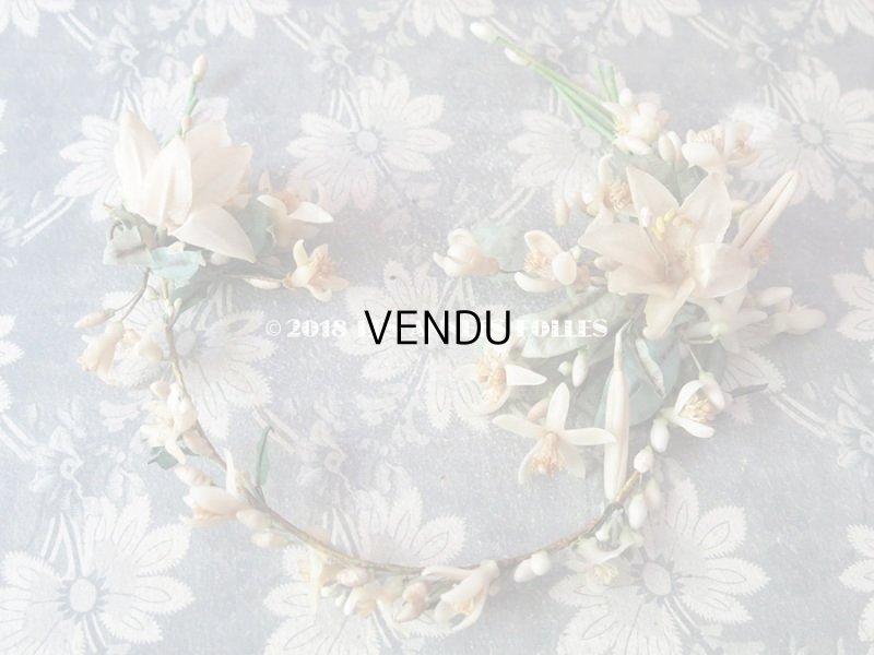 画像3: 1900年代 アンティーク ワックスフラワーのヘッドリース 白百合 & オレンジブロッサム ウェディング 結婚式 ティアラ