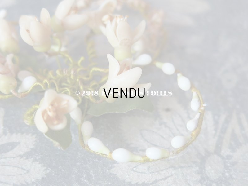 画像6: アンティーク ワックスフラワーの小さなブーケ ブローチ オレンジブロッサム