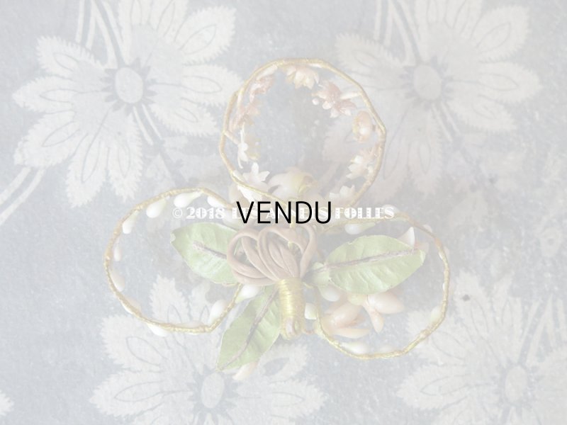 画像3: アンティーク ワックスフラワーの小さなブーケ ブローチ オレンジブロッサム