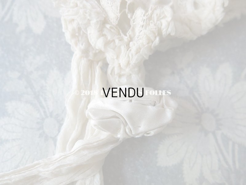 画像5: アンティーク ドール用 シルクオーガンジーのリボン付 フリル&レースのボネ