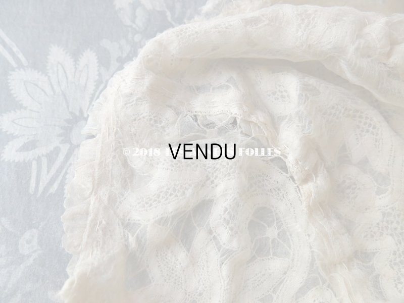 画像9: アンティーク ドール用 シルクオーガンジーのリボン付 フリル&レースのボネ