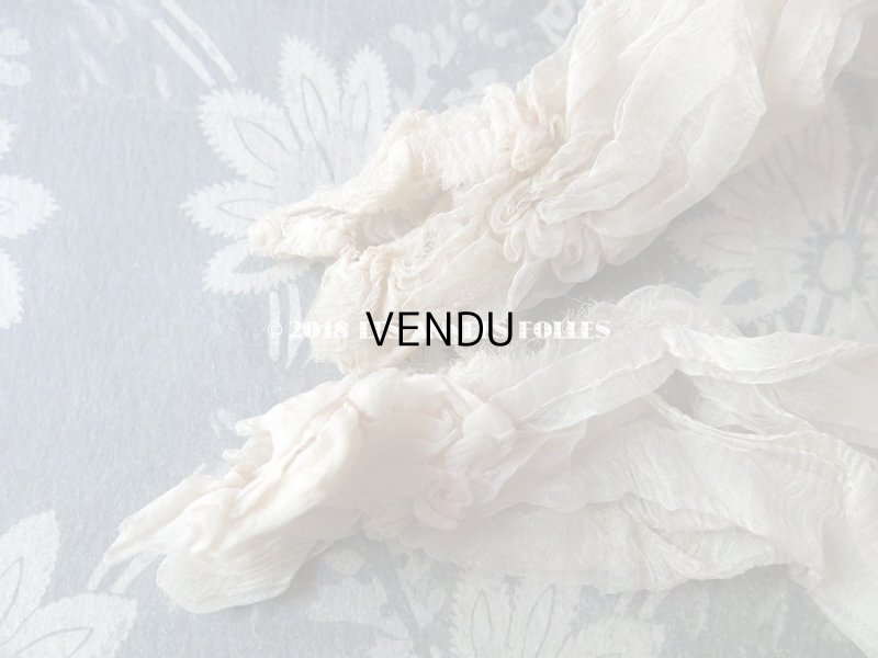 画像8: アンティーク ドール用 シルクオーガンジーのリボン付 フリル&レースのボネ