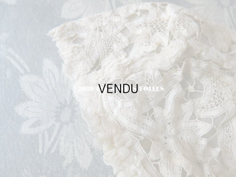 画像6: アンティーク ドール用 シルクオーガンジーのリボン付 フリル&レースのボネ