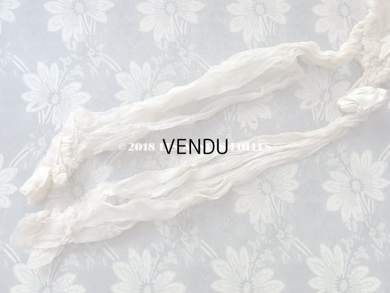 画像7: アンティーク ドール用 シルクオーガンジーのリボン付 フリル&レースのボネ