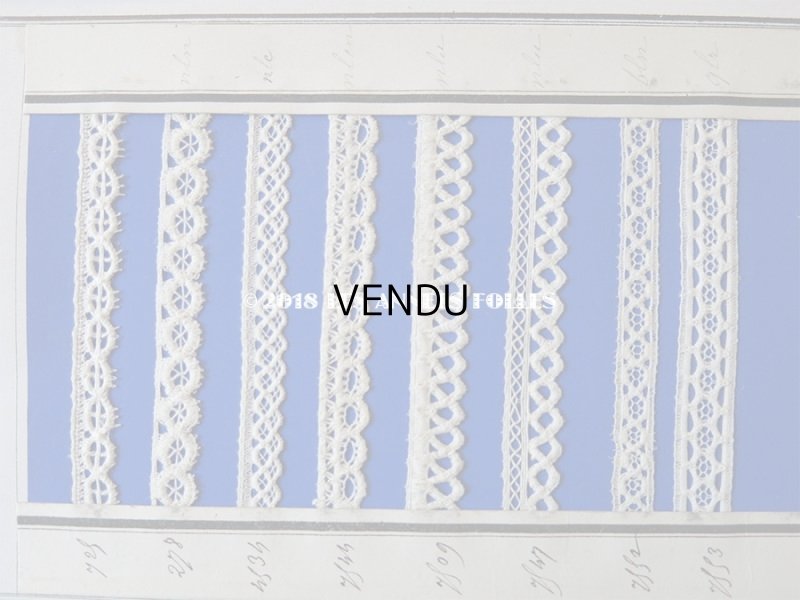 画像5: 1875年 アンティーク 手編みのレースのサンプル サンプラー 6枚綴り