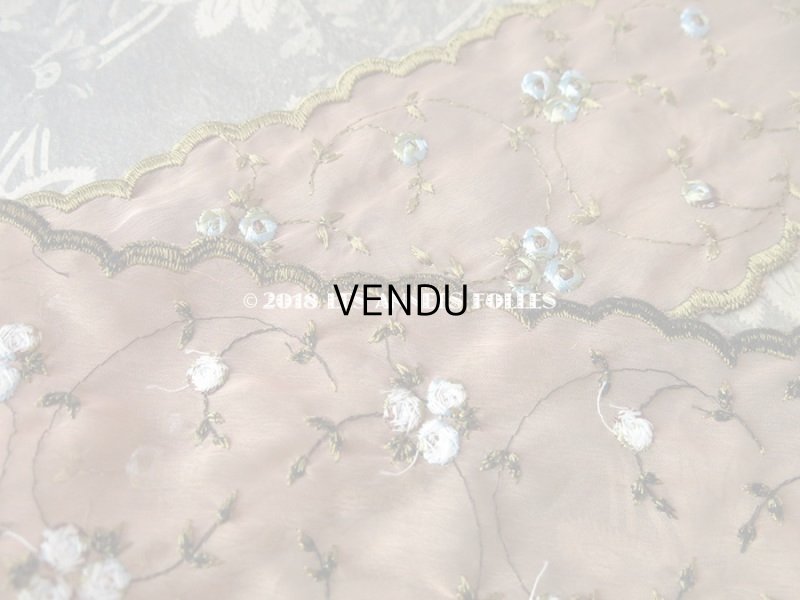 画像6: アンティーク ブルーの薔薇の刺繍入り 幅広リボン