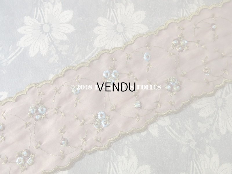 画像3: アンティーク ブルーの薔薇の刺繍入り 幅広リボン