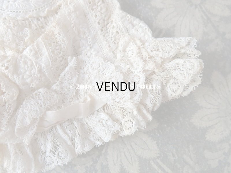 画像7: アンティーク ドール用 淡いピンクの薔薇のモチーフとレースのボネ