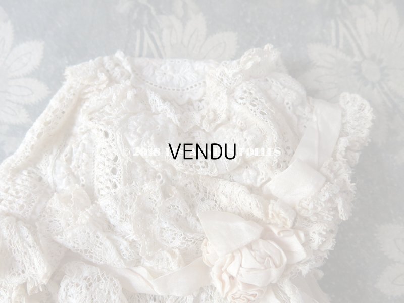 画像4: アンティーク ドール用 淡いピンクの薔薇のモチーフとレースのボネ