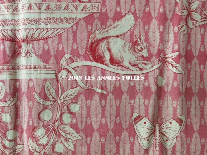 画像7: 未使用 1900年代 アンティーク 天使＆栗鼠＆蝶々 コットン製ファブリック  100×78cm