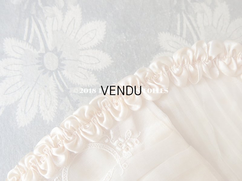 画像5: 1930年代 アンティーク 淡いピンクのフリル&薔薇 オモニエール&ボネのセット