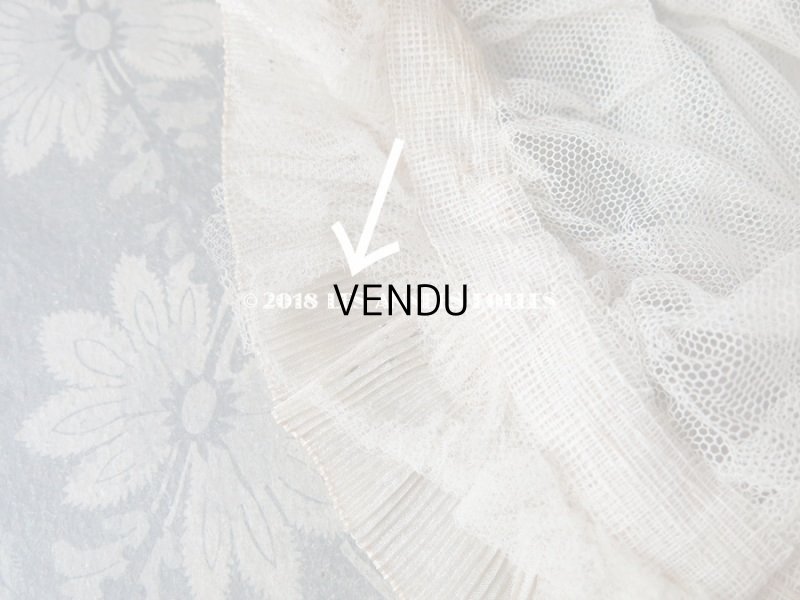 画像16: 1930年代 アンティーク 淡いピンクのフリル&薔薇 オモニエール&ボネのセット