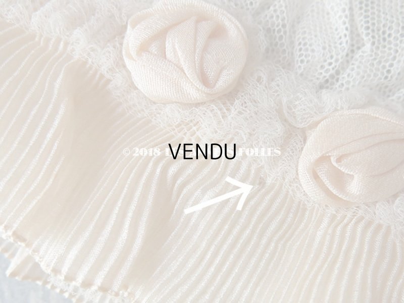 画像13: 1930年代 アンティーク 淡いピンクのフリル&薔薇 オモニエール&ボネのセット