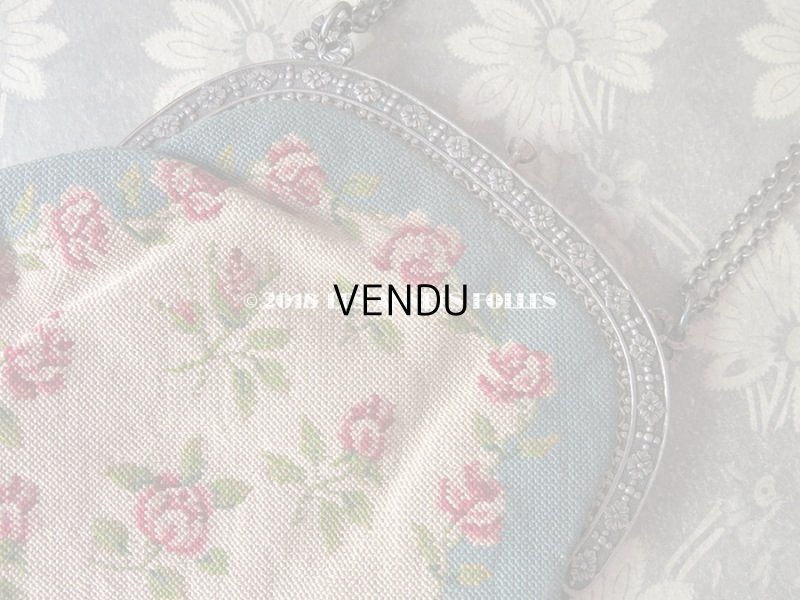 画像10: 19世紀末 アンティーク  オモニエール 薔薇模様 ニードルポイント シルバー製のフレーム