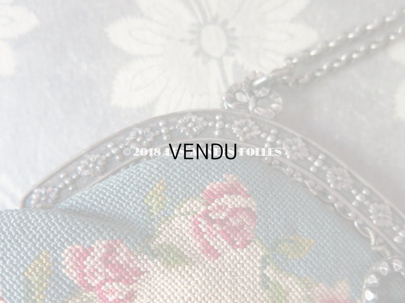 画像7: 19世紀末 アンティーク  オモニエール 薔薇模様 ニードルポイント シルバー製のフレーム