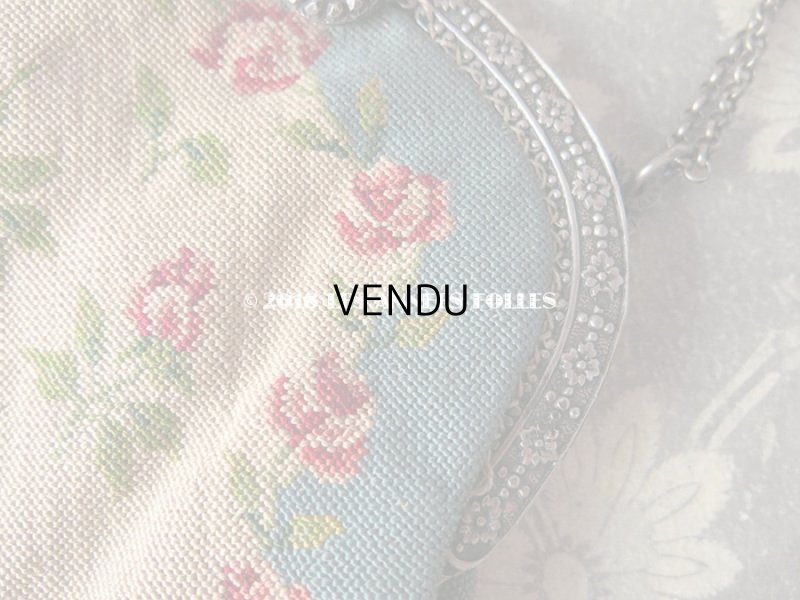 画像8: 19世紀末 アンティーク  オモニエール 薔薇模様 ニードルポイント シルバー製のフレーム