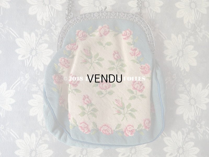 画像4: 19世紀末 アンティーク  オモニエール 薔薇模様 ニードルポイント シルバー製のフレーム