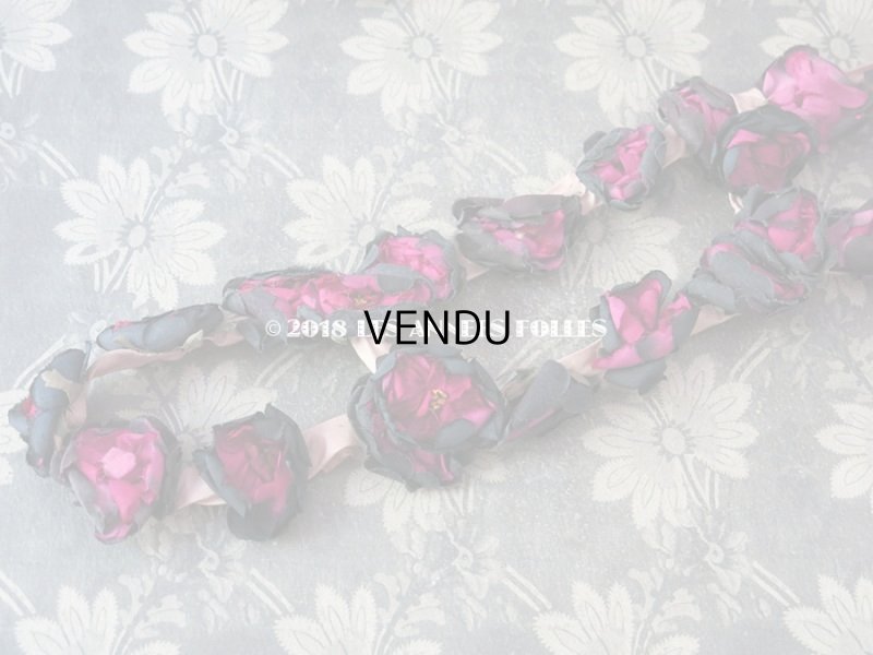 画像2: アンティーク 薔薇の布花のガーランド ドレスの装飾
