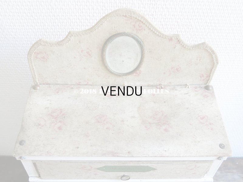 画像4: 1900年代 アンティーク カルトナージュチェスト  薔薇模様 ミラー付