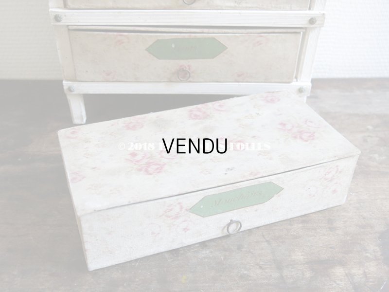 画像9: 1900年代 アンティーク カルトナージュチェスト  薔薇模様 ミラー付