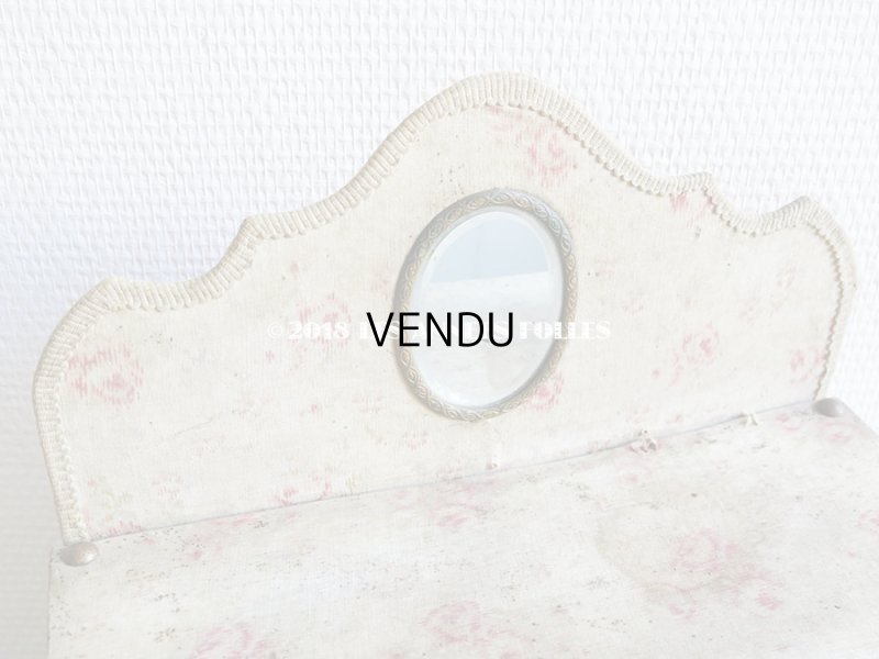 画像5: 1900年代 アンティーク カルトナージュチェスト  薔薇模様 ミラー付