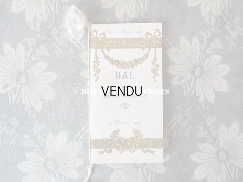 画像3: 1920年 アンティーク 舞踏会の手帳 薔薇とリボンのガーランド ペンシル付 CARNET DE BAL カルネ・ド・バル