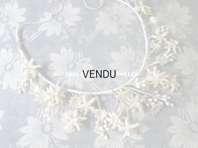 画像3: アンティーク エーデルワイス ワックスフラワーのヘッドリース  ティアラ