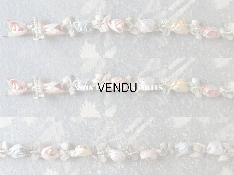 画像4: 19世紀末 アンティーク シルク製 ロココトリム 6色の薔薇 ロココリボン