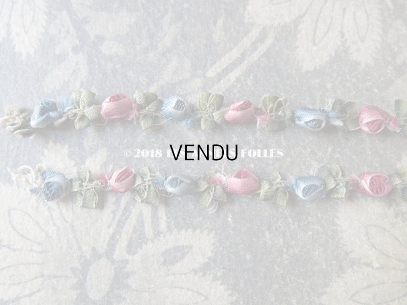 画像6: 19世紀末 アンティーク シルク製 ロココトリム 淡いピンク ロココリボン 43cm