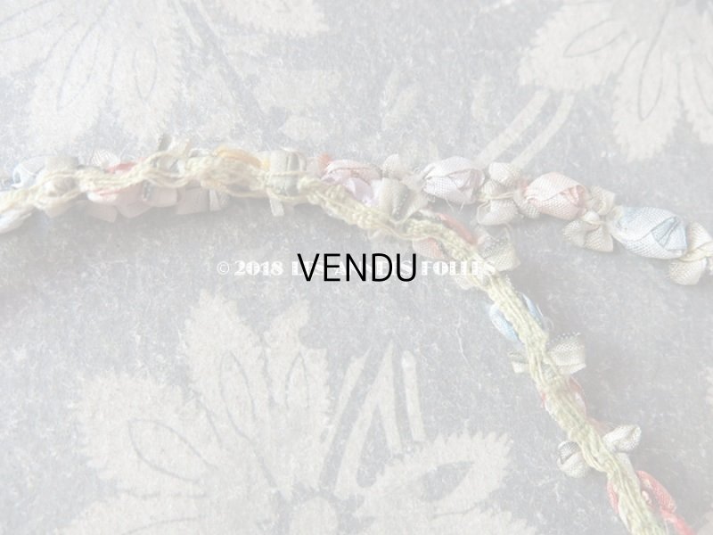 画像5: 19世紀末 アンティーク シルク製 ロココトリム 6色の薔薇 ロココリボン