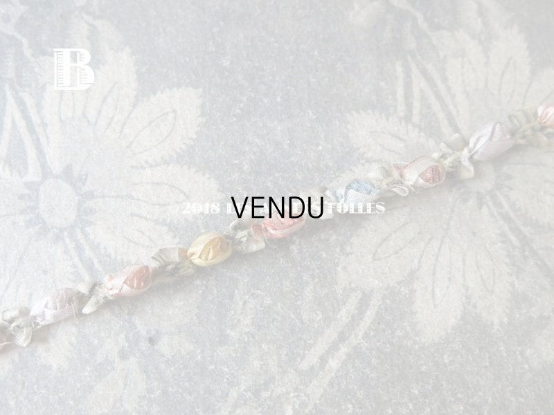 画像6: 19世紀末 アンティーク シルク製 ロココトリム 6色の薔薇 ロココリボン