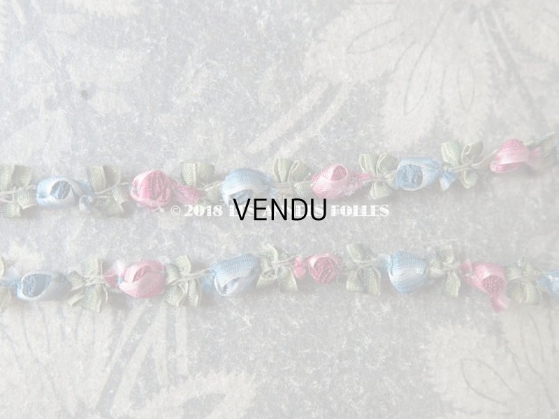 画像7: 19世紀末 アンティーク シルク製 ロココトリム 淡いピンク ロココリボン 43cm