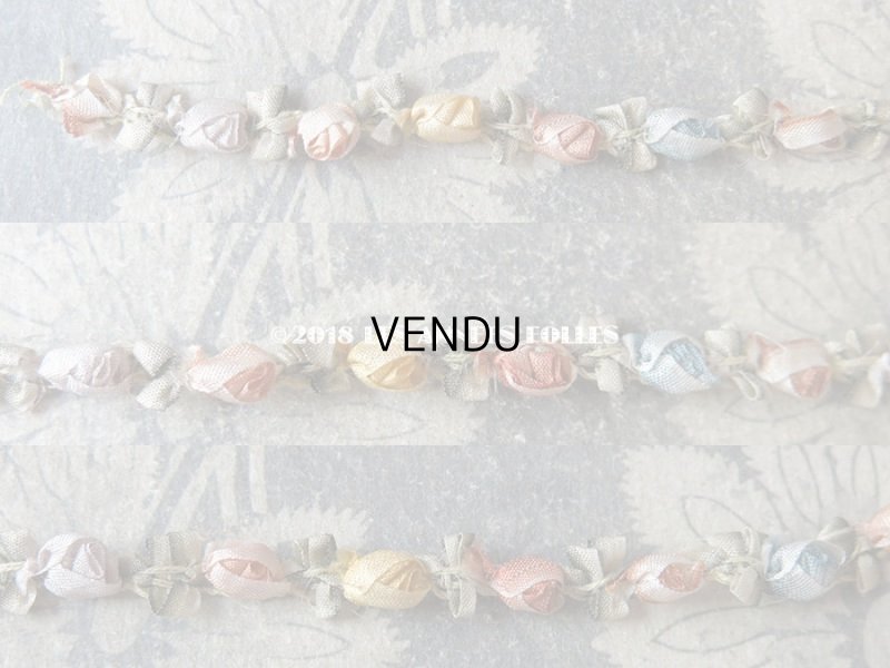 画像8: 19世紀末 アンティーク シルク製 ロココトリム 6色の薔薇 ロココリボン