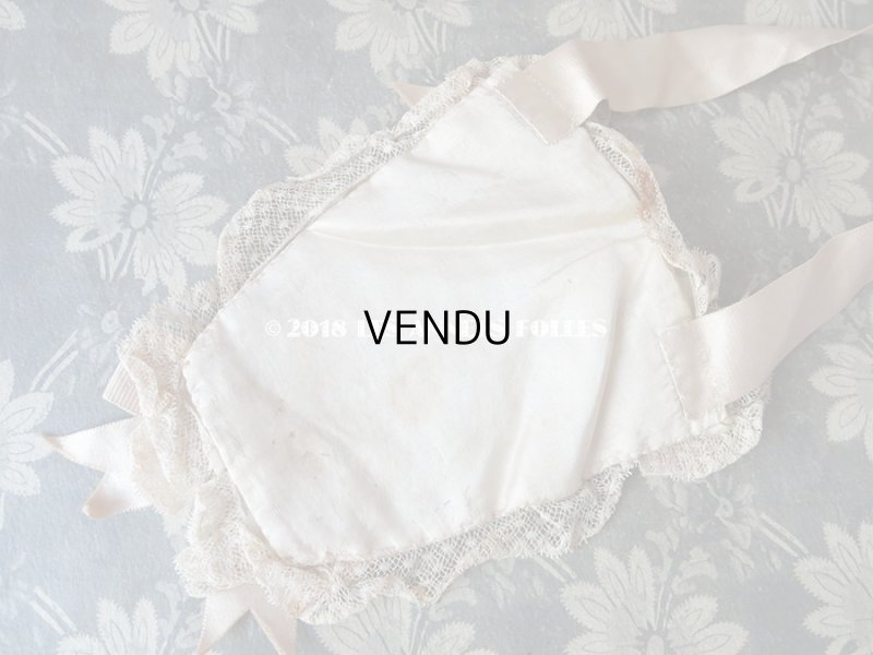 画像6: 1900年代 アンティーク コミュニオンのオモニエール ピンクベージュのリボン モノグラム【R】