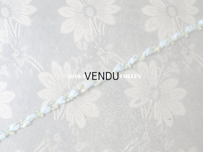 画像3: 未使用 アンティーク ロココトリム 淡いブルーの薔薇 ロココリボン