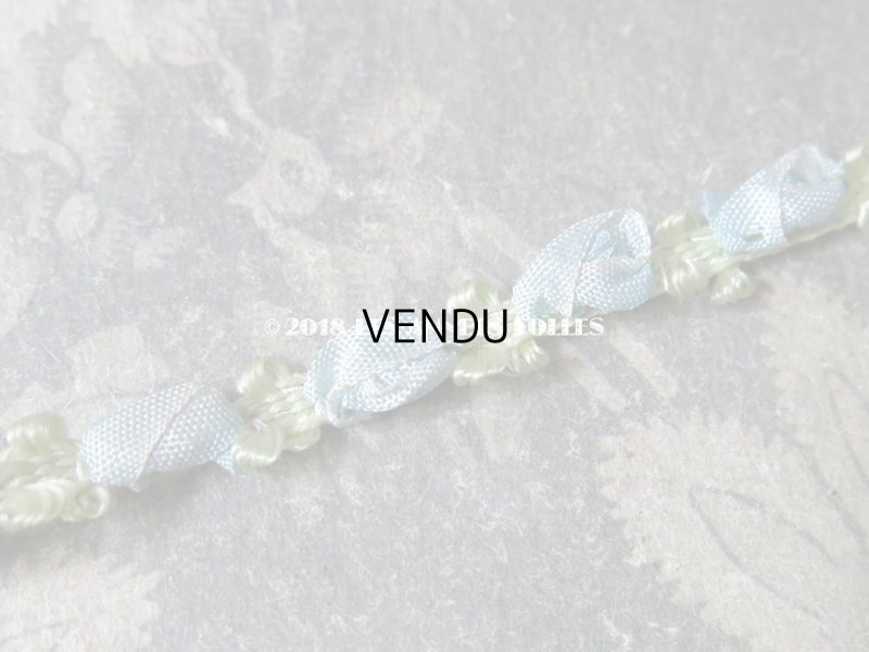 画像4: 未使用 アンティーク ロココトリム 淡いブルーの薔薇 ロココリボン