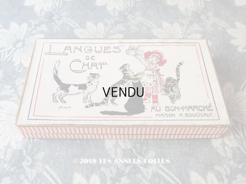画像1: アンティーク ボンマルシェ ラングドシャのお菓子箱  LANGUES DE CHAT - AU BON MARCHE MAISON A.BOUCICAUT PARIS -