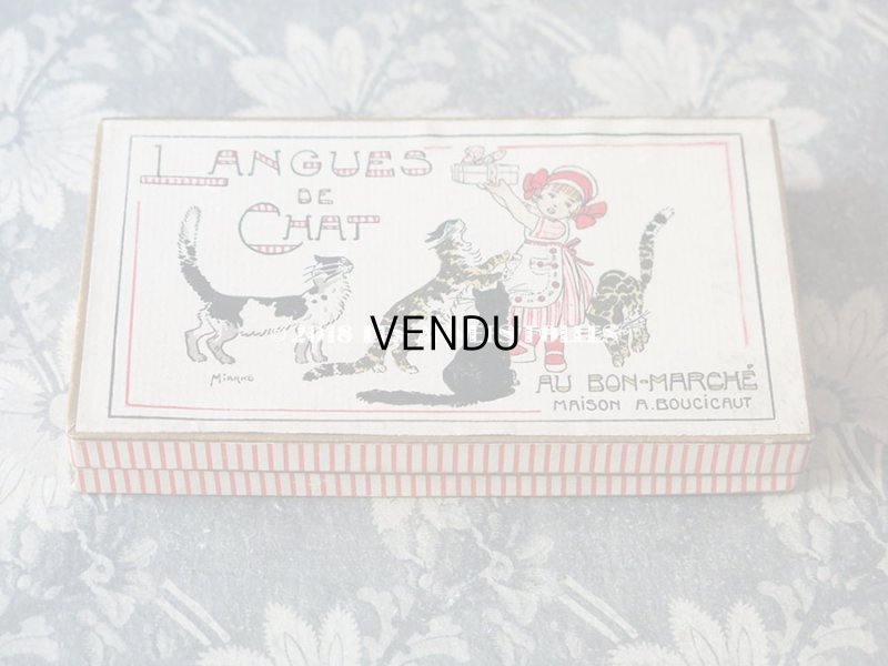 画像2: アンティーク ボンマルシェ ラングドシャのお菓子箱  LANGUES DE CHAT - AU BON MARCHE MAISON A.BOUCICAUT PARIS -