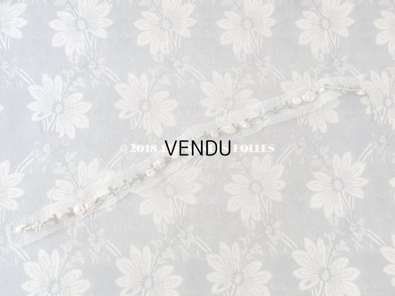 画像7: 未使用 19世紀末 アンティーク シルク製 ロココトリム 3つの白い薔薇 ロココリボン