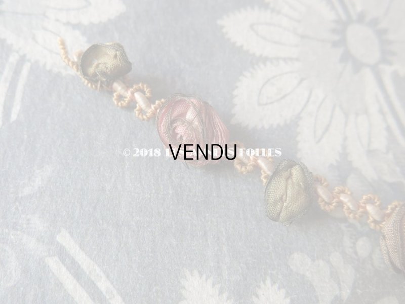 画像5: 19世紀末 アンティーク メタル糸 & シルク製 ロココトリム 4色の薔薇 ロココリボン 60cm