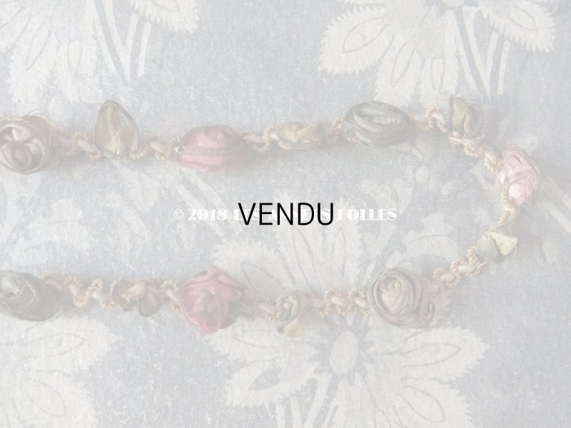 画像9: 19世紀末 アンティーク メタル糸 & シルク製 ロココトリム 4色の薔薇 ロココリボン 60cm