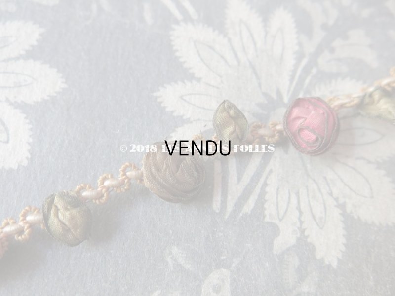 画像4: 19世紀末 アンティーク メタル糸 & シルク製 ロココトリム 4色の薔薇 ロココリボン 60cm