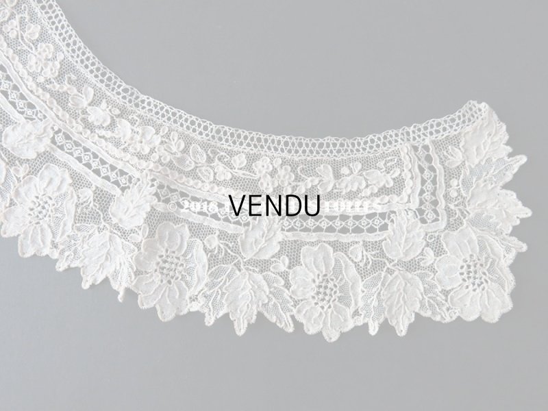 画像3: 19世紀末 アンティーク 子供用 アランソンレースの付け襟 ニードルレース 【 ポワン・ダランソン 】 
