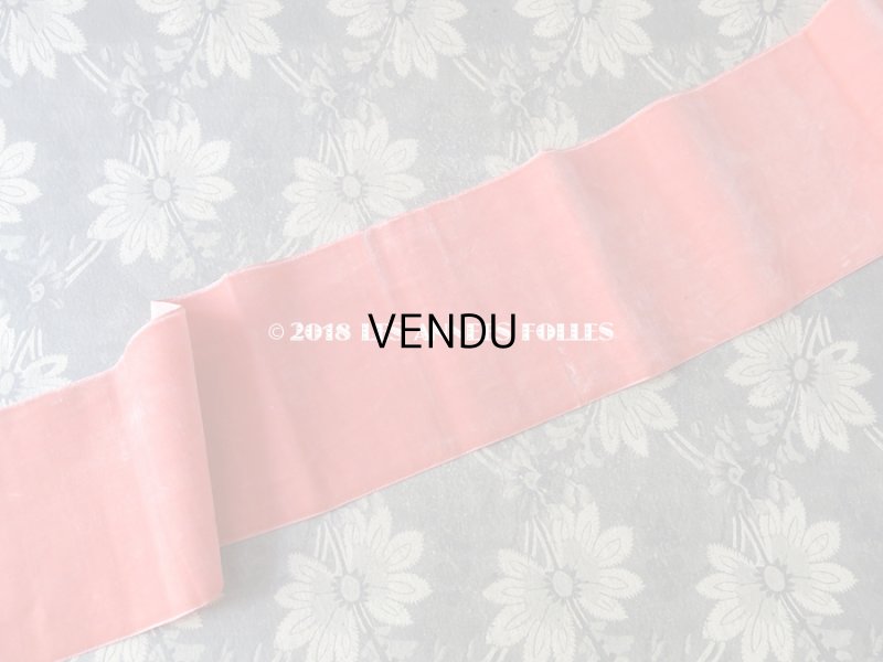 画像4: 19世紀末 アンティーク シルク製 幅広 ベルベットのリボン サーモンピンク 3.2m　幅10cm