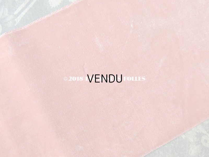 画像6: 19世紀末 アンティーク シルク製 幅広 ベルベットのリボン サーモンピンク 3.2m　幅10cm