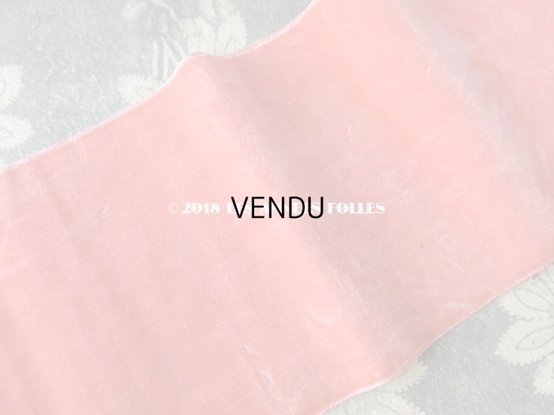 画像3: 19世紀末 アンティーク シルク製 幅広 ベルベットのリボン サーモンピンク 3.2m　幅10cm