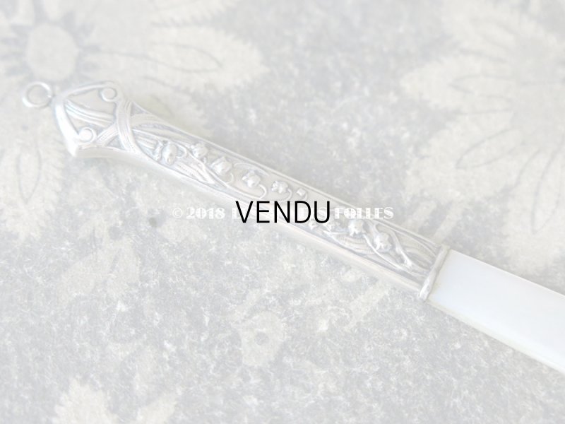 画像5: 1900年代 アンティーク シルバー＆シェル製　鈴蘭のブックマーク & ペーパーカッター  