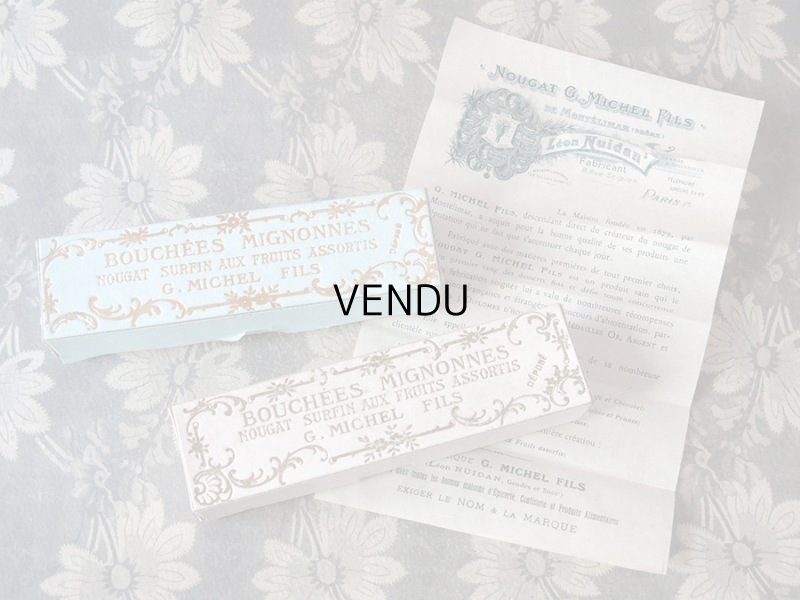 画像6: アンティーク ヌガーのお菓子箱 パウダーピンク BOUCHEES MIGNONNES NOUGAT SURFIN AUX FRUITS ASSORTIS - G.MICHEL FILS -