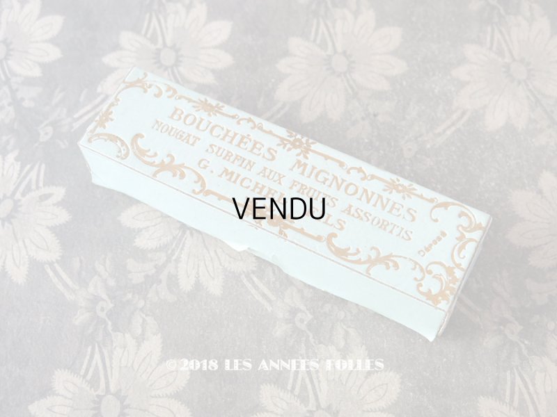 画像1: アンティーク ヌガーのお菓子箱 パウダーブルー　BOUCHEES MIGNONNES NOUGAT SURFIN AUX FRUITS ASSORTIS - G.MICHEL FILS -